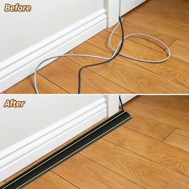 Alt view image 3 of 7 - 3 Ft Floor Cord Cover, Cord Covers for Wires on Floor, Heavy Duty Extension Cable Protector, 3 Channel Cable Management for Home Office or Outdoor Settings