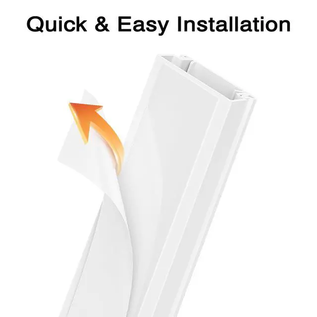 Alt view image 3 of 7 - Cord Covers for Wires on Wall, 113.4in TV Cord Hider, Self-adhesive Cable Hider Cable Cover Raceway, Paintable Wire Hider Wire Covers for Cords, Hide Cords Wall Mounted Tv, W0.95×H0.55in, White