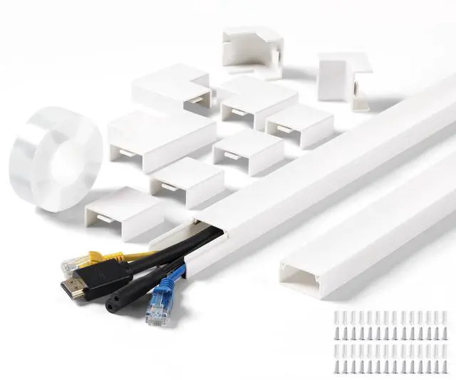Main image of 220in Wall Cord Hider Kit, Large Capacity Wire Hider for Cords, White Cable Cover Wall Kit, Paintable Hide TV Cords for Wall Mount TV, Cable Concealer Cable Channel: 14 x L15.7in W1.18 H0.63in