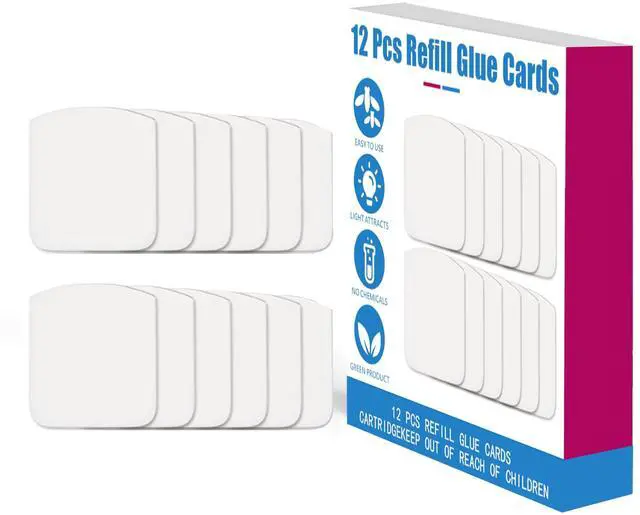 Main image of 12 Refill Glue Cards for Indoor Flying Insect Trap Sticky Pads for Capturing Fruit Flies, Gnats, Moths, and Houseflies