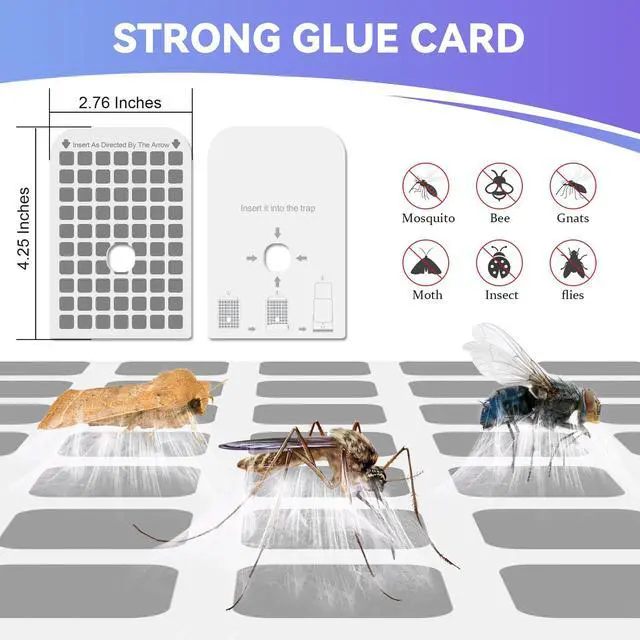 Alt view image 4 of 7 - 25 Pack Flying Insect Trap Refill Compatible with DFAGIE GS6 Fly Trap Indoor, Sticky Glue Cards, Plug-in Bug Catcher Refills, Glue Boards Refill for Bug Mosquito Gnat Moths Fruit Fly Trap