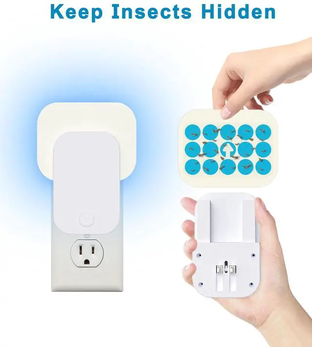 Alt view image 4 of 7 - 10 Pcs Refill Glue Cards Replacement Sticky Cards for Flying Insect Trap Indoor Plug-in Bug Catcher Zapper Light