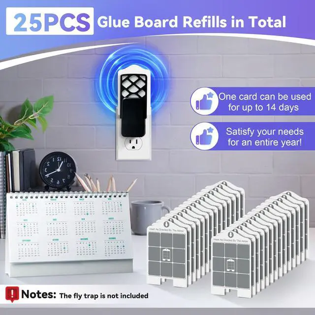 Alt view image 5 of 7 - 25 Pack Glue Card Refills Compatible with Dynatrap DT3007 and DT3007W Indoor Flying Insect Trap, 23007 Replacement Sticky Cards Refill for Bug Mosquito Gnat Moths Fruit Fly Trap