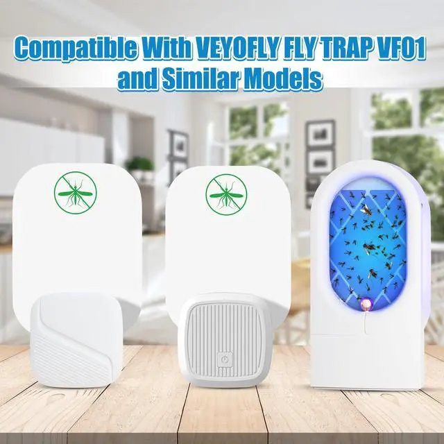 Alt view image 2 of 7 - 12 Pack Flying Insect Trap Refill Compatible with VEYOFLY Fly Trap VF01, Glue Board Bug Catcher, Replacement Sticky Glue Cards for Insect Bug Mosquito Gnat Fruit Fly Traps Indoors (Classic)
