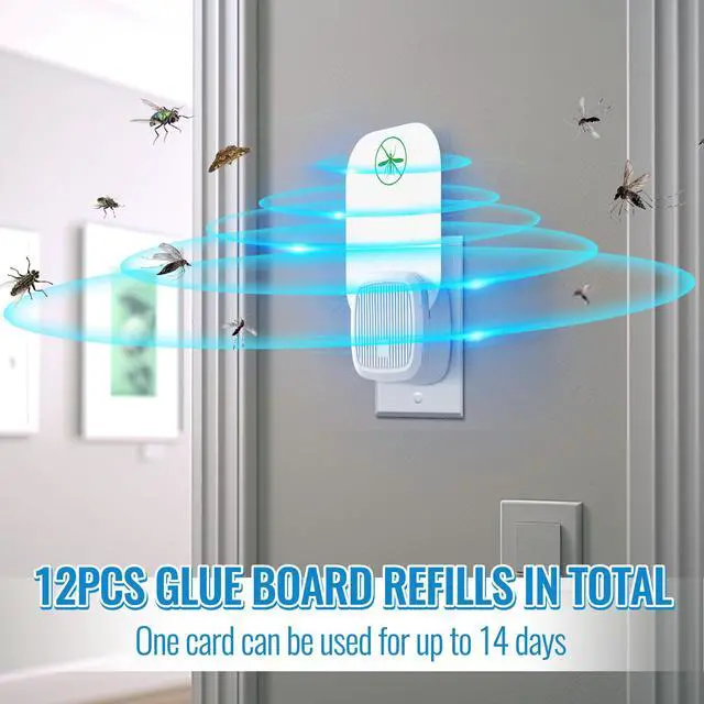 Alt view image 7 of 7 - 12 Pack Flying Insect Trap Refill Compatible with VEYOFLY Fly Trap VF01, Glue Board Bug Catcher, Replacement Sticky Glue Cards for Insect Bug Mosquito Gnat Fruit Fly Traps Indoors (Classic)