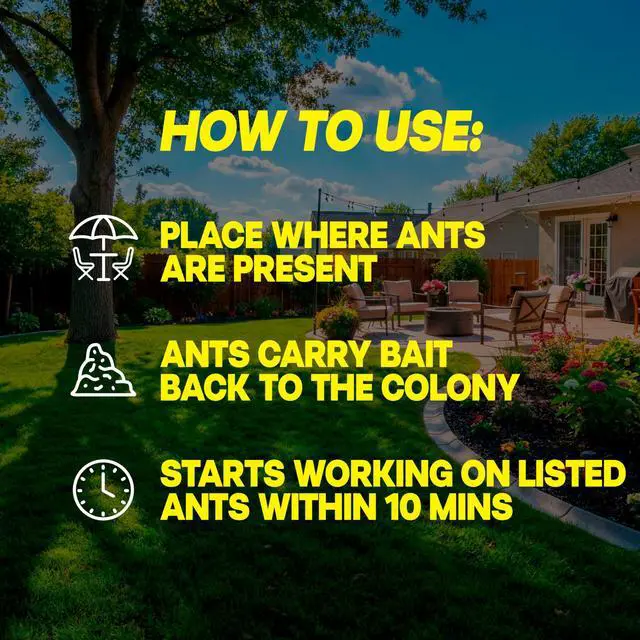 Alt view image 5 of 5 - Outdoor Liquid Ant Bait, Starts Killing Listed Ants Within 24 Hours, Effective Outdoors, Pre-Filled and Ready-to-Use, 8 Bait Stations Per Pack, 2 fl oz