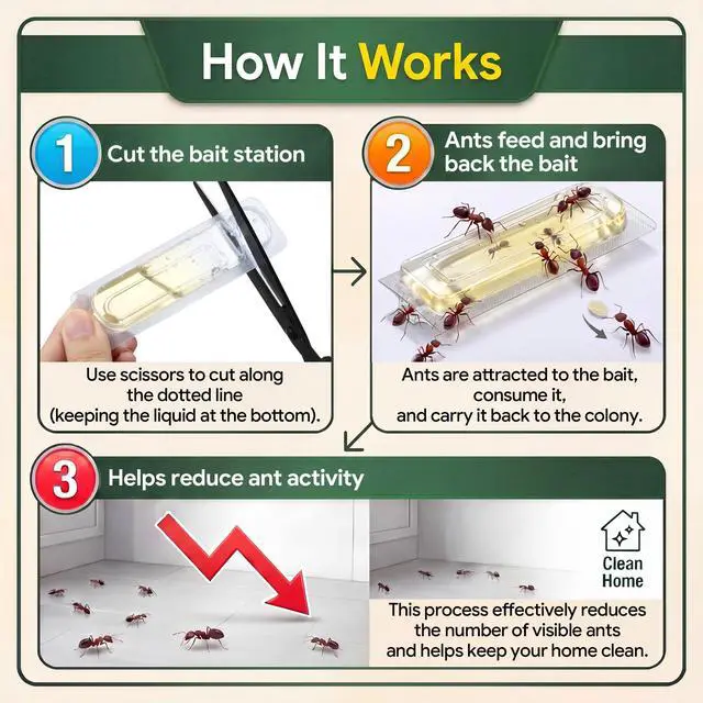 Alt view image 3 of 7 - 12 Count Liquid Ant Bait Stations, Spill-Resistant Indoor Ant Bait System for Common Household Ants, Ready-to-Use Ants Traps for Home, Kitchen, Bathroom & Office