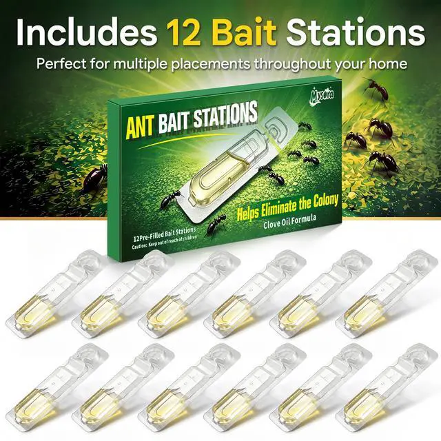 Alt view image 6 of 7 - 12 Count Liquid Ant Bait Stations, Spill-Resistant Indoor Ant Bait System for Common Household Ants, Ready-to-Use Ants Traps for Home, Kitchen, Bathroom & Office