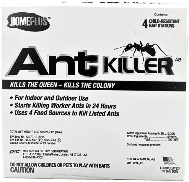 Main image of Ant Bait Traps, Outdoor & Indoor Ant Killer, 4 Metal Stations with 4 Food-Based Attractants, Child-Resistant Design, Formulated with Abamectin B1, Ready-to-Use Bait Station