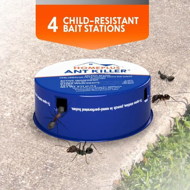 Alt view image 4 of 7 - Ant Bait Traps, Outdoor & Indoor Ant Killer, 4 Metal Stations with 4 Food-Based Attractants, Child-Resistant Design, Formulated with Abamectin B1, Ready-to-Use Bait Station
