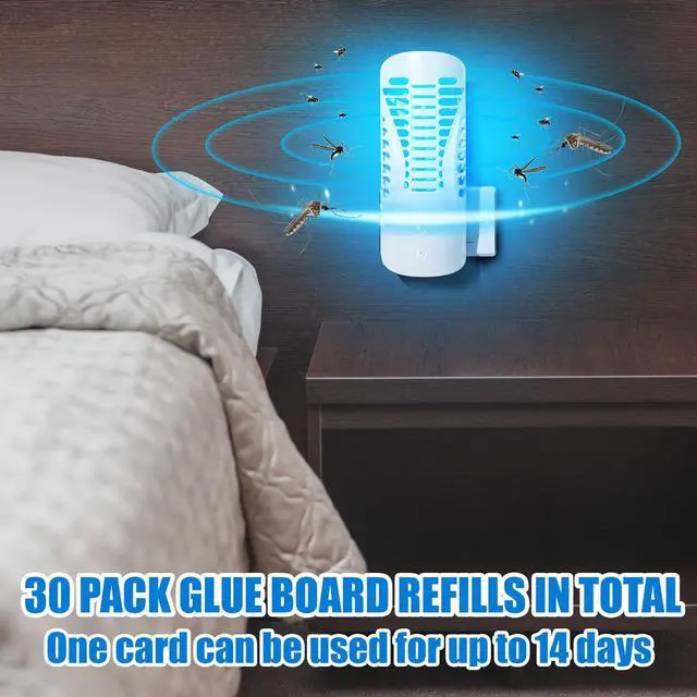 Alt view image 7 of 7 - 30 Pack UV Flying Insect Trap Refill Compatible with Shieldeck Sticky Card Plug Refill Replacement Glue Boards for Insect Bug Mosquito Gnat Indoors (No Device)