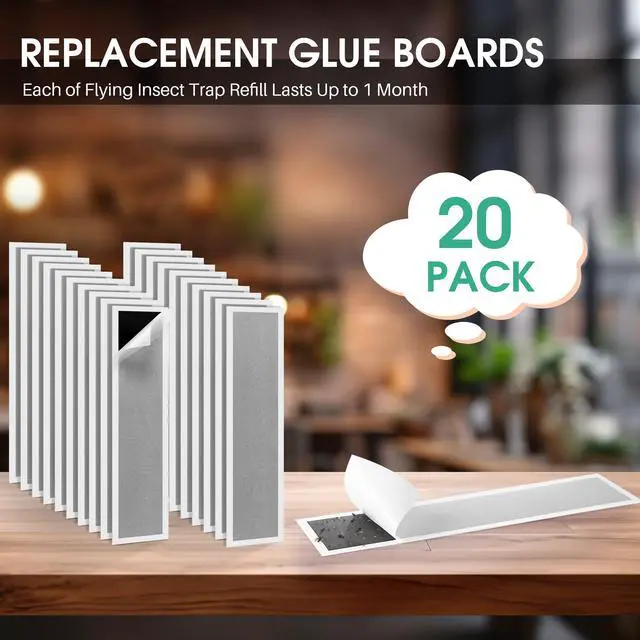 Alt view image 5 of 7 - 20 Pack Flying Insect Trap Refill Compatible with Gardner WS-85/90/95 Wall Sconce Fly Trap Lamp, Commercial Fly Trap Replacement Glue Boards for Restaurants, Healthcare Facilities, Home