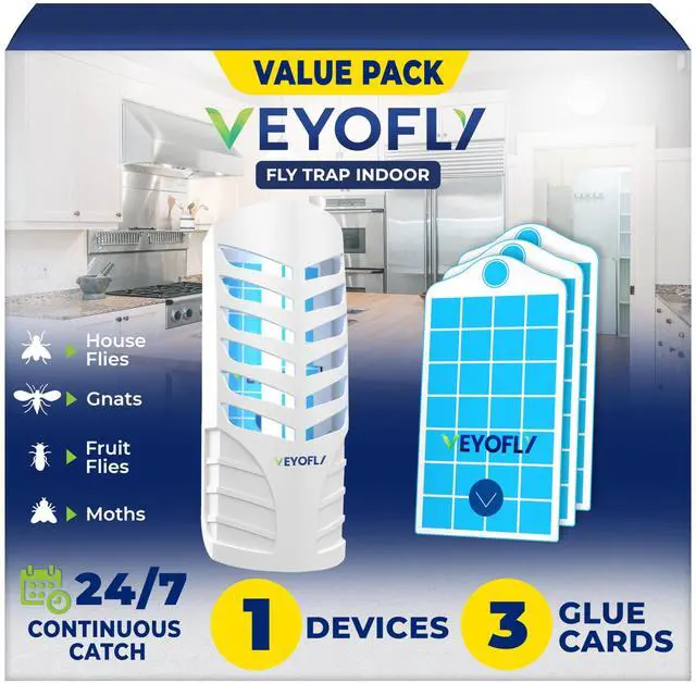 Main image of Fruit Fly Traps for Indoors (1 Device + 3 Refills), Gnat Trap Indoor Plug in, Bug Traps, Flying Insect Trap, Gnat Traps for House Indoor, Fly Trap Indoor for Home Bug Light, Gnats Catcher
