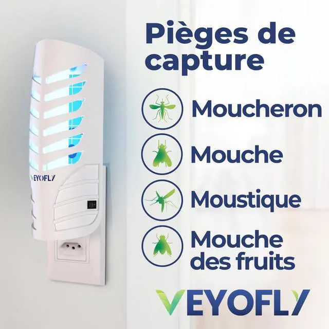 Alt view image 2 of 7 - Fruit Fly Traps for Indoors (1 Device + 3 Refills), Gnat Trap Indoor Plug in, Bug Traps, Flying Insect Trap, Gnat Traps for House Indoor, Fly Trap Indoor for Home Bug Light, Gnats Catcher