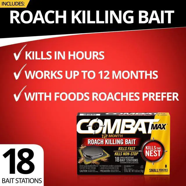 Alt view image 2 of 7 - Max 12 Month Roach Killing Bait, Small Roach Bait Station, 18 Count, Child-Resistant, Fast-Acting Fipronil Cockroach Killer & Nest Destroyer, No Vapor, Fumes or Odor, Mess-Free
