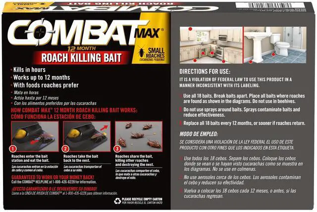 Alt view image 6 of 7 - Max 12 Month Roach Killing Bait, Small Roach Bait Station, 18 Count, Child-Resistant, Fast-Acting Fipronil Cockroach Killer & Nest Destroyer, No Vapor, Fumes or Odor, Mess-Free