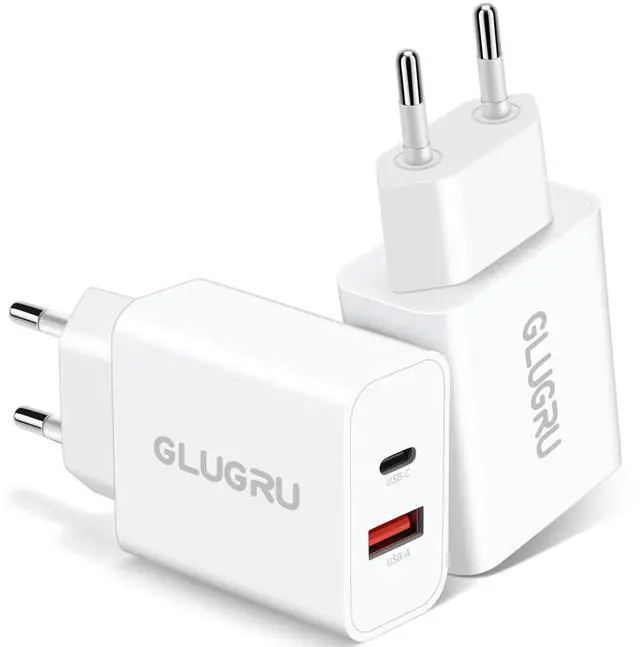 Main image of European Travel Plug Adapter, 2Pack 20W Dual Port USB C Wall Charger