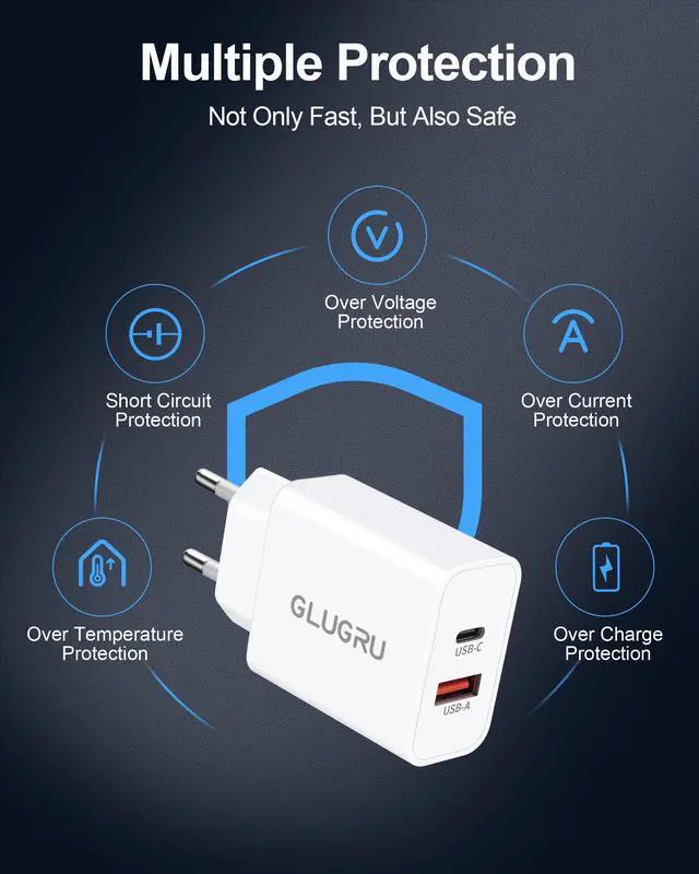 Alt view image 4 of 7 - European Travel Plug Adapter, 2Pack 20W Dual Port USB C Wall Charger