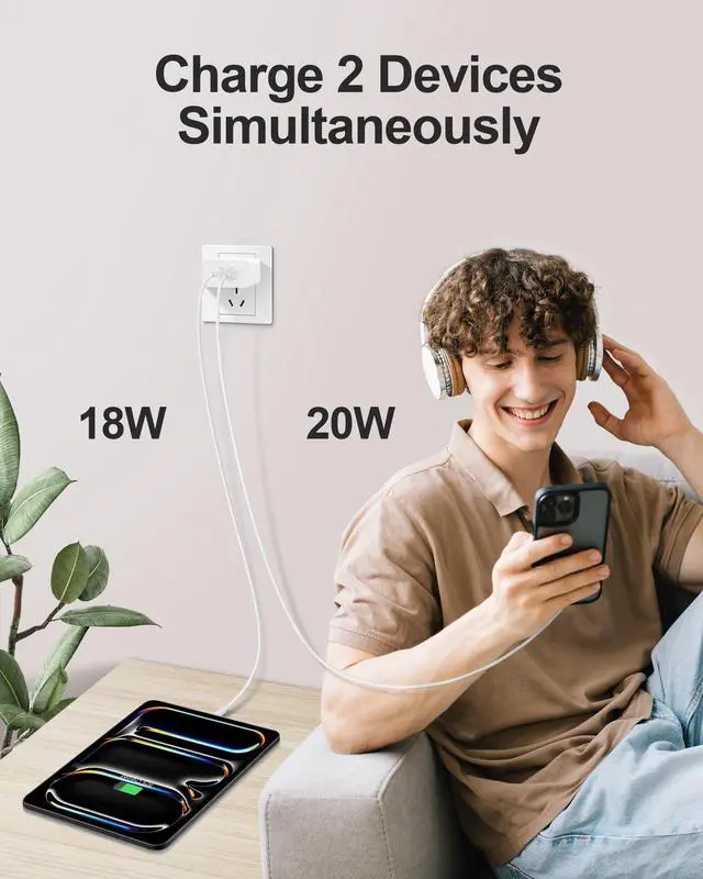 Alt view image 7 of 7 - European Travel Plug Adapter, 2Pack 20W Dual Port USB C Wall Charger