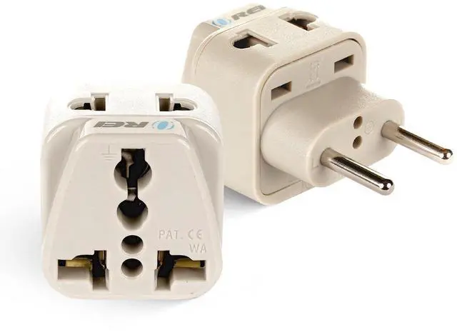 Main image of USA to Europe, Turkey, Spain & More (Type C) Travel Adapter Plug - 2 in 1 - CE Certified - RoHS Compliant - 2 Pack - White Color (DB-9C-2PK)