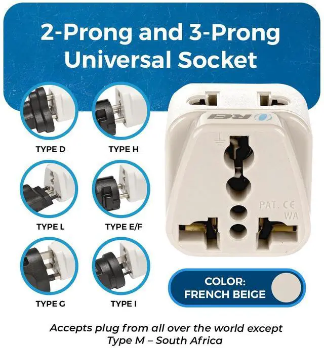 Alt view image 3 of 7 - USA to Europe, Turkey, Spain & More (Type C) Travel Adapter Plug - 2 in 1 - CE Certified - RoHS Compliant - 2 Pack - White Color (DB-9C-2PK)
