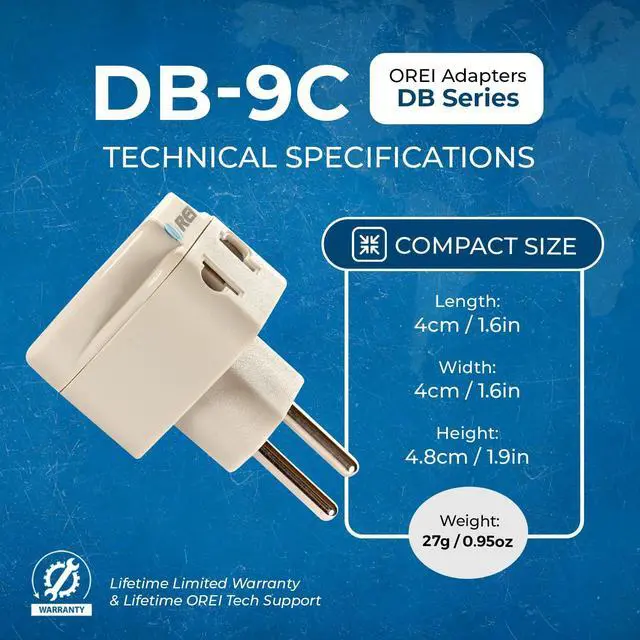 Alt view image 6 of 7 - USA to Europe, Turkey, Spain & More (Type C) Travel Adapter Plug - 2 in 1 - CE Certified - RoHS Compliant - 2 Pack - White Color (DB-9C-2PK)