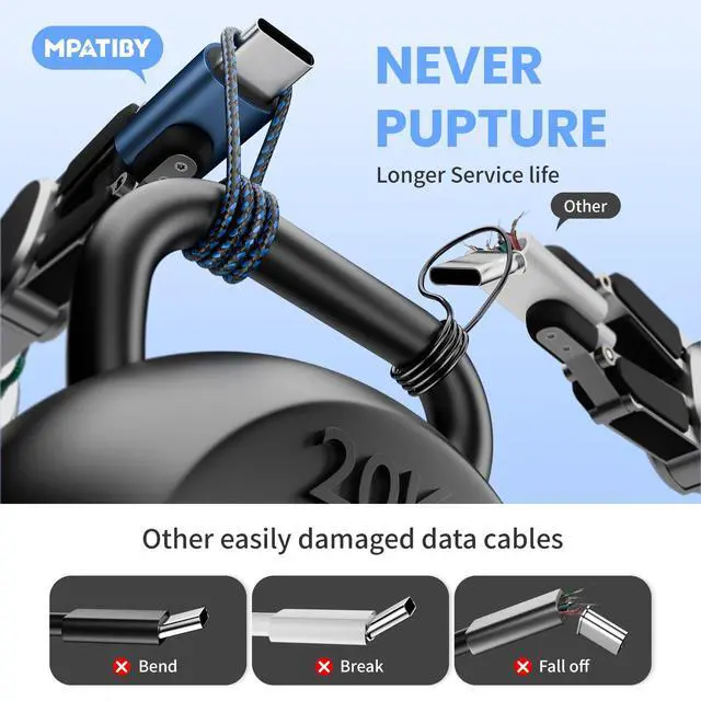Alt view image 2 of 7 - 4 in 2 Multi Charging Cable,Dual Type-C Multiple Charger Cable,USB A/C Charging Cables for Multiple Devices with IP/Micro/USBC Port, Universal USB C Cable Phone Charger Cord for iPhone 16-12,Navy