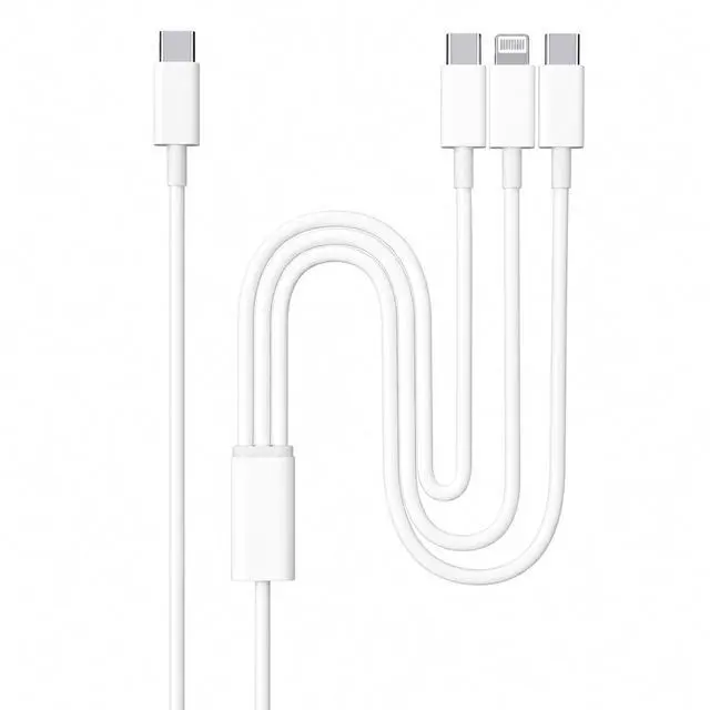 Main image of Multi USB Cable 6FT, 3 in 1 USB C to 2*USB C and Lightning Port Cable Compatible for iPhone 17 16 15 14 13 12 11 XS XR X, 60W Type C Fast Charger Cord for iPhone and Android Devices in the Car/Office
