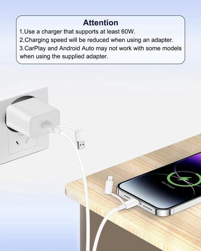 Alt view image 4 of 7 - Multi Charger Cable 4 in 1 Fast Charging, USBC to USBC Cable 60W iPhone Charger cable 6.6FT Lightning cable USB C/USB A to Lightning, USB C/USB A to Usb c iPhone Lead Wire Cord for iPhone,iPad,Samsung