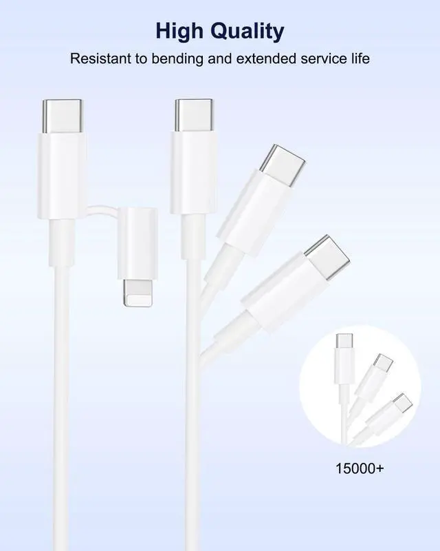 Alt view image 7 of 7 - Multi Charger Cable 4 in 1 Fast Charging, USBC to USBC Cable 60W iPhone Charger cable 6.6FT Lightning cable USB C/USB A to Lightning, USB C/USB A to Usb c iPhone Lead Wire Cord for iPhone,iPad,Samsung