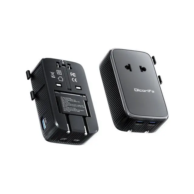 Main image of Universal Travel Adapter PD25W, European Travel Plug Adapter with 3 USB, International Plug Adapter for US to EU UK AUS (Type-C/G/A/I), Black