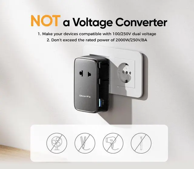 Alt view image 5 of 6 - Universal Travel Adapter PD25W, European Travel Plug Adapter with 3 USB, International Plug Adapter for US to EU UK AUS (Type-C/G/A/I), Black