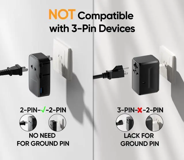 Alt view image 6 of 6 - Universal Travel Adapter PD25W, European Travel Plug Adapter with 3 USB, International Plug Adapter for US to EU UK AUS (Type-C/G/A/I), Black