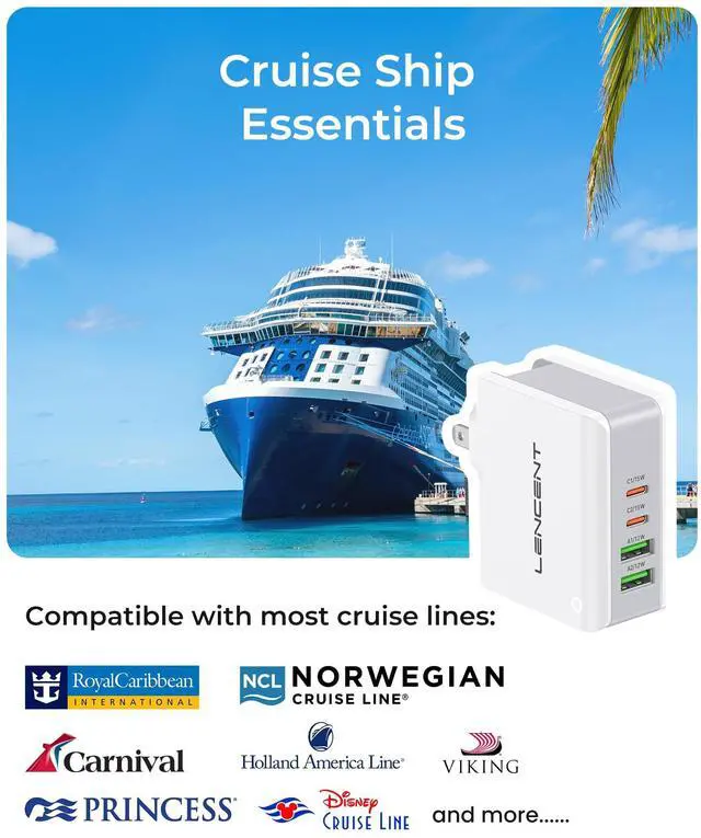 Alt view image 4 of 7 - Multiport International USB Wall Charger, 4 Port European USB C Adapter, Foldable Cell Phone Charger Block Cube, Travel Power Adapter for US to UK EU Europe AU, Cruise Approved Charging Hub
