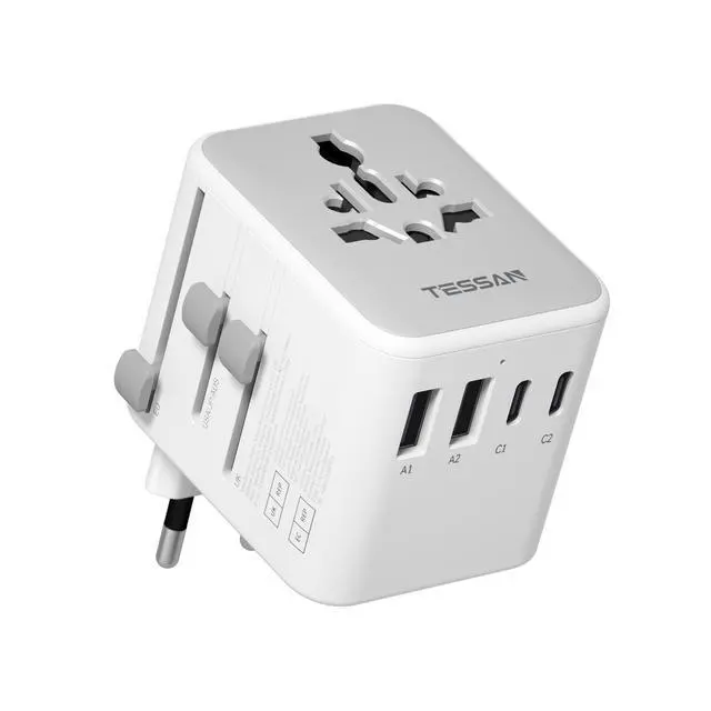 Alt view image 6 of 7 - Universal Travel Adapter, International Power Adapter with 2 USB C 2 USB A Ports, Travel Plug Adaptor Worldwide for US to Europe UK Italy Ireland Australia France Germany(Type C G A I)