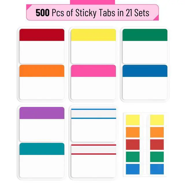 Alt view image 3 of 7 - Sticky Index Tabs, 500 Pcs, 21 Sets, Vibrant