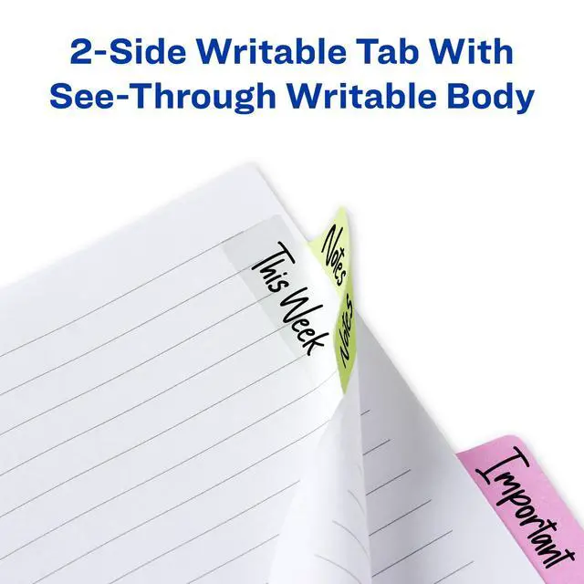 Alt view image 4 of 6 - Margin Ultra Tabs, 24 Repositionable Sticky Tabs, 2.5" x 1", 2-Side Writable Page Markers in Assorted Pastel Colors, 1 Pack (74769)