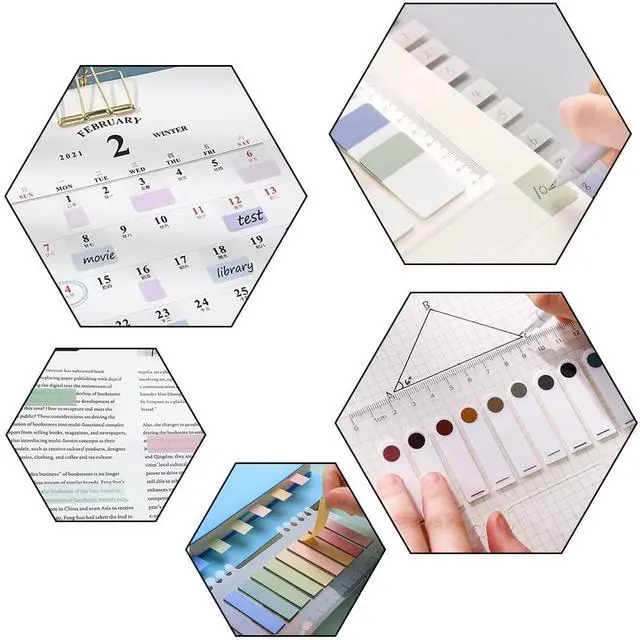 Alt view image 3 of 7 - Index Tabs with Ruler, 4 Pack 660 Pieces Sticky Tab, Note Page Marker, Writable and Repositionable File Flags Morandi Pages Markers Book Labels for Reading Tab, Classify Files (Color A)