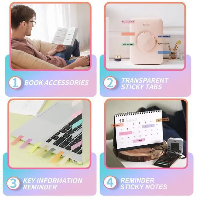 Alt view image 7 of 7 - (4200 Pcs) Book Tabs for Annotating, Sticky Tabs Transparent Small Sticky Notes Flags, Colorful Morandi Page Markers for Notebooks, Multi-Colored Writable and Repositionable Book Flags Strip