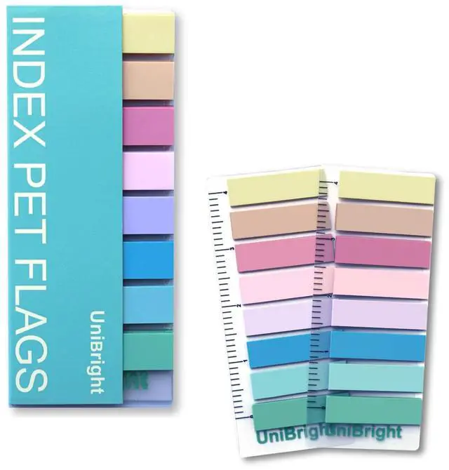 Main image of 400 pcs Sticky Tabs for Books, Colored Transparent and Writable Page Markers with 4 Inch Ruler, Repositionable Strong Sticky Page Tabs for Bible, Notebook, Office & School