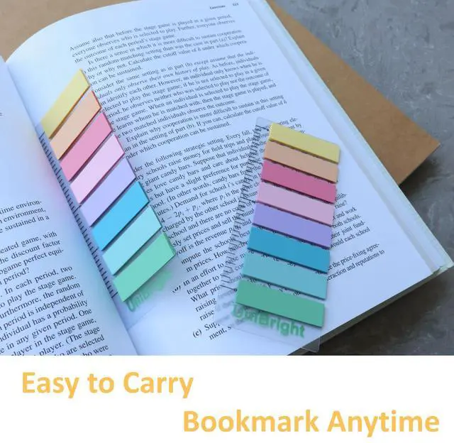 Alt view image 4 of 6 - 400 pcs Sticky Tabs for Books, Colored Transparent and Writable Page Markers with 4 Inch Ruler, Repositionable Strong Sticky Page Tabs for Bible, Notebook, Office & School