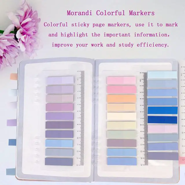 Alt view image 5 of 7 - Sticky Tabs 800 Pcs Book Tabs Colorful Sticky Index Tabs 40 Colors Translucent Annotation Tabs ,Transparent Sticky Notes Tabs, Writable Page Tabs with Ruler for Annotating Books