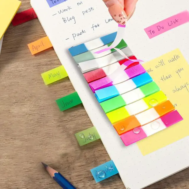 Alt view image 3 of 7 - Sticky Tabs, 1000Pcs Transparent Pop Up Writable Colored Book Index Tab, Colorful Repositionable Page Markers Book Tabs for Books and Classify Files, Reading Notes, Teacher Supplies