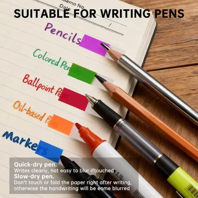 Alt view image 4 of 7 - Sticky Tabs, 1000Pcs Transparent Pop Up Writable Colored Book Index Tab, Colorful Repositionable Page Markers Book Tabs for Books and Classify Files, Reading Notes, Teacher Supplies