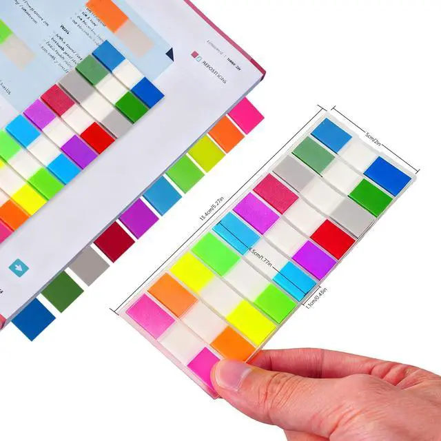 Alt view image 2 of 7 - Sticky Tabs, 1000Pcs Transparent Pop Up Writable Colored Book Index Tab, Colorful Repositionable Page Markers Book Tabs for Books and Classify Files, Reading Notes, Teacher Supplies
