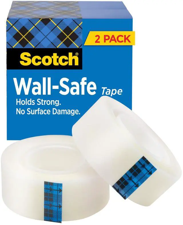 Main image of Wall-Safe Tape, 2 Refill Rolls, Clear Removable Wall Tape with Matte Finish for Hanging Photos, Art, and Décor, 3/4 in x 1,296 in