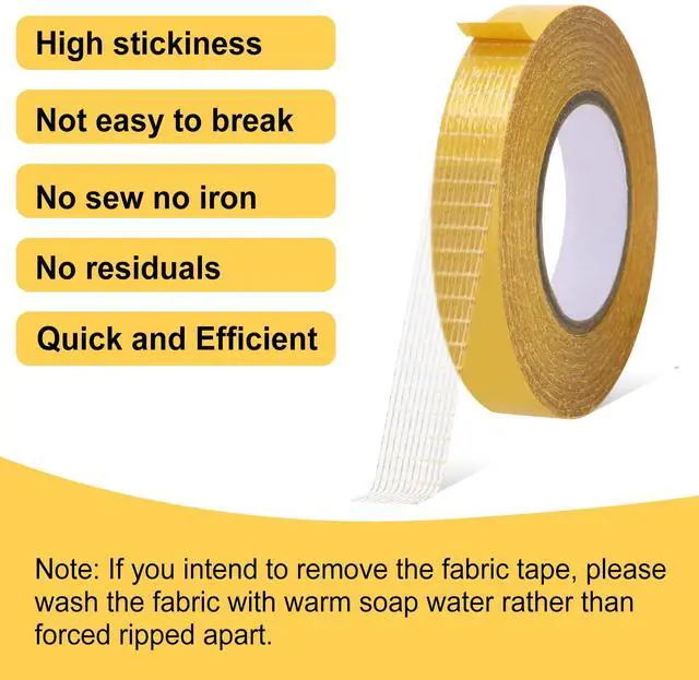 Alt view image 4 of 7 - 4 Pack 0.5 in x 33FT/10mDouble Sided Fabric Tape Heavy Duty for HemFashion Dress, Cloth CurtainsHigh Adhesive Sticky but Removable and Residue Free, No Sewing or Ironing NeedMultipurpose,