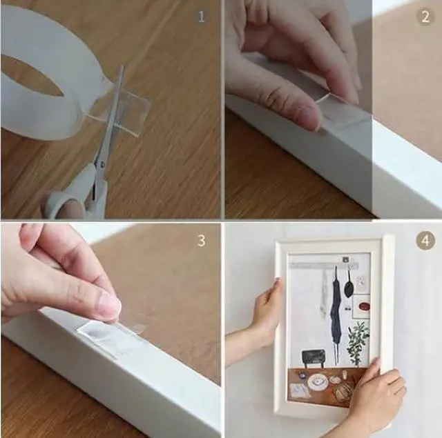 Alt view image 5 of 7 - Heavy Duty Double Sided Mounting Tape - 10ft Clear Removable Adhesive Strips for Wall Pictures Decor - Damage Free Reusable Nano Technology