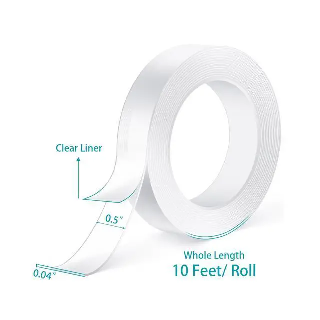 Alt view image 2 of 7 - 2PCS Heavy Duty Double-Sided Tape (10FT Long), Removable Adhesive Gel Tape, Clear Invisible Mounting Strips for Home and Office Use