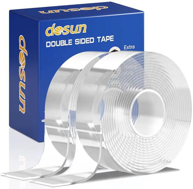 Main image of Double-Sided Tape, 0.08Inch Thick Heavy Duty Enhanced Transparent Adhesion Tape. 2 Rolls Reusable Mounting Tape, Nano Tape for Poster Carpet Picture Hanging Strip Rug Wall Outdoor (20FT)